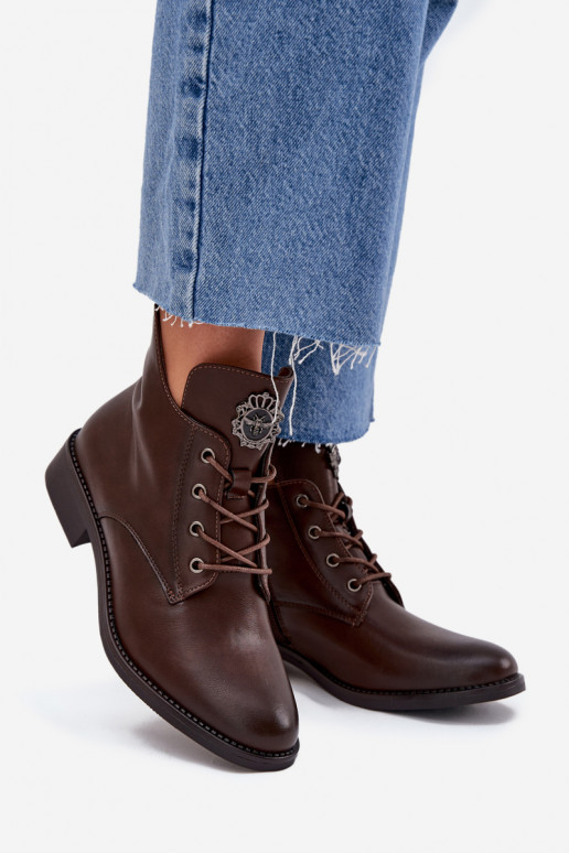 chaussures à talons bas pour femmes avec des talons larges Avec des décorations Detalem réchauffer marron Cylira chaussures à talons bas pour femmes avec des talons larges Avec des décorations Detalem réchauffer marron Cylira