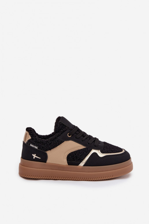 Chaussures modèle baskets Féminin avec une plateforme avec un manteau de fourrure Typu Baranek couleur noire Frelina Chaussures modèle baskets Féminin avec une plateforme avec un manteau de fourrure Typu Baranek couleur noire Frelina