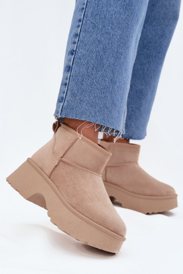 Bottes de neige basses à enfiler pour femmes, doublées en fourrure, couleur chaki Turivelle 2