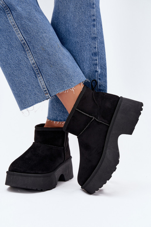 Bottes de neige Le bas des femmes Un modèle convaincant réchauffer avec de la fourrure à l intérieur couleur noire Il fautvelle