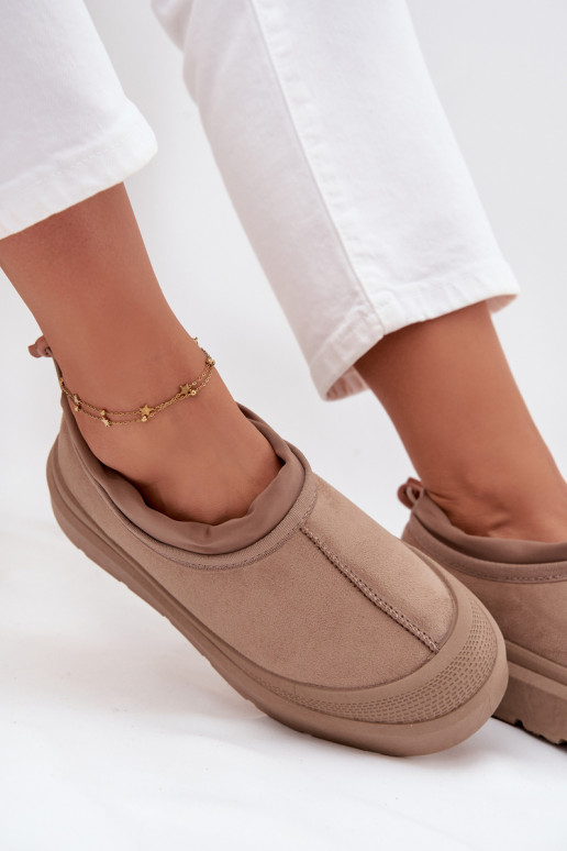 Bottes de neige Féminin avec une plateforme Avec un dessus bas beige Izamine