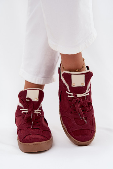 Chaussures modèle baskets Féminin avec une plateforme réchauffer avec de la fourrure à l intérieur Bourgogne Solvia 2