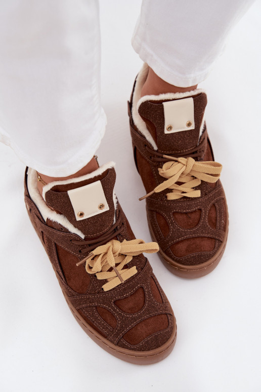 Chaussures modèle baskets Féminin avec une plateforme réchauffer avec de la fourrure à l intérieur marron Solvia
