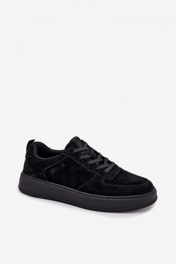 Baskets de sport en cuir suédé pour hommes noires avec plateforme "Big Star OO174012"