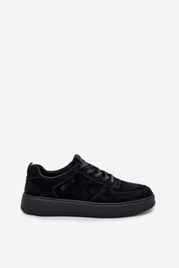 Baskets de sport en cuir suédé pour hommes noires avec plateforme "Big Star OO174012" 2