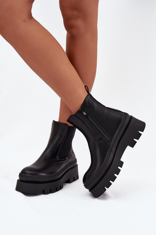 réchauffer bottes élégantes Féminin avec une plateforme couleur noire Ismira