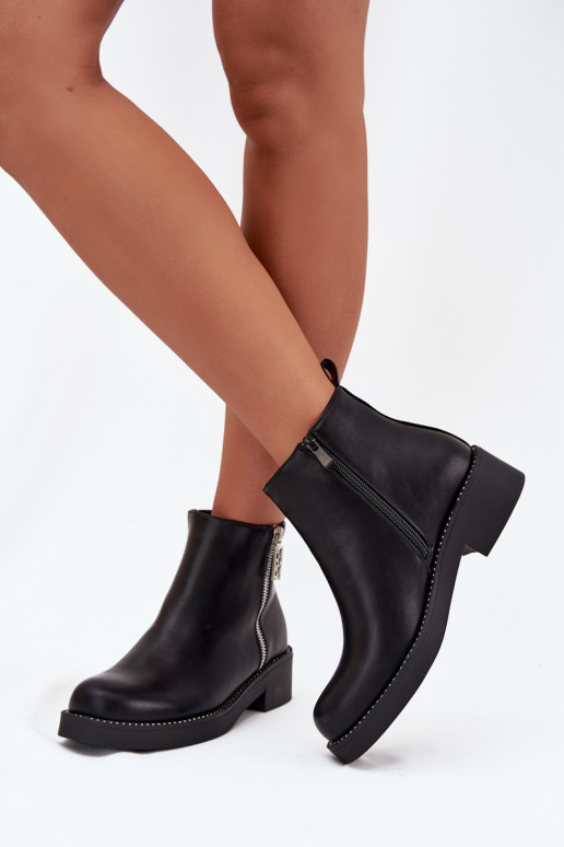 réchauffer chaussures à talons bas pour femmes avec des yeux qui clignotent couleur noire Vionna