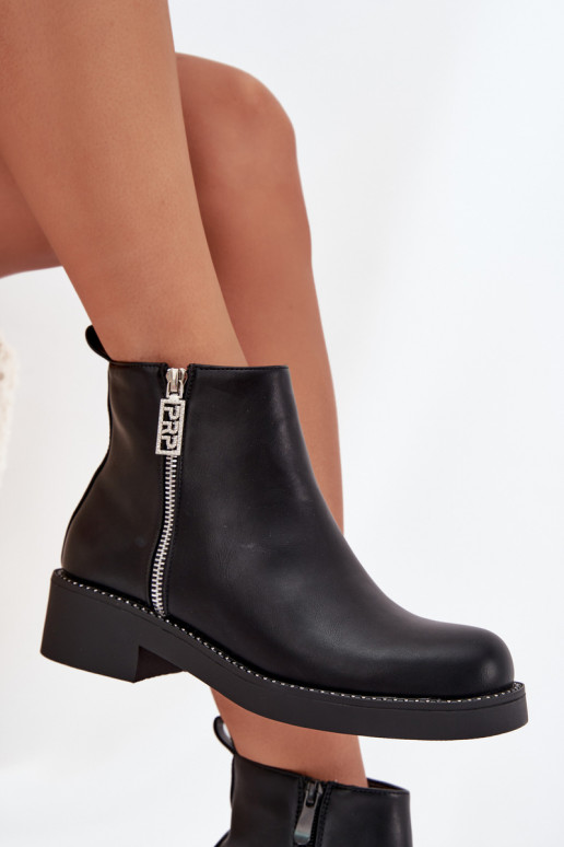 réchauffer chaussures à talons bas pour femmes avec des yeux qui clignotent couleur noire Vionna