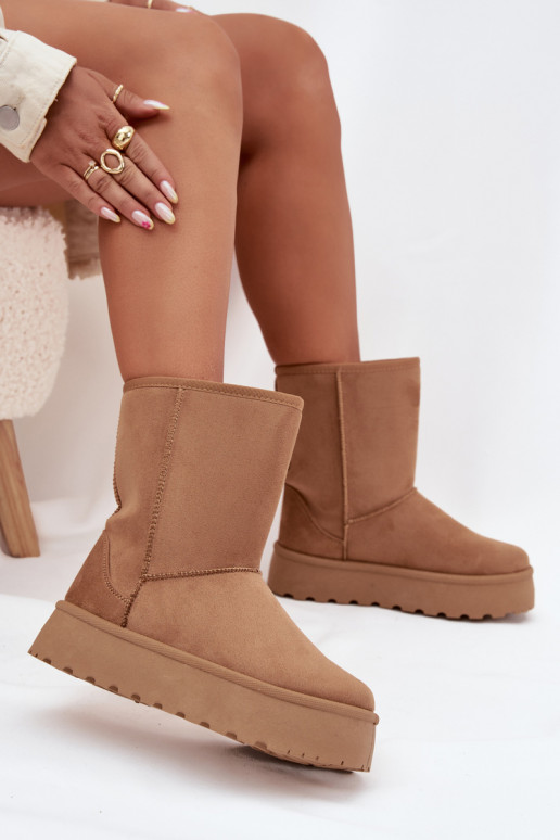 Féminin Bottes de neige avec un manteau de fourrure marron Abrams