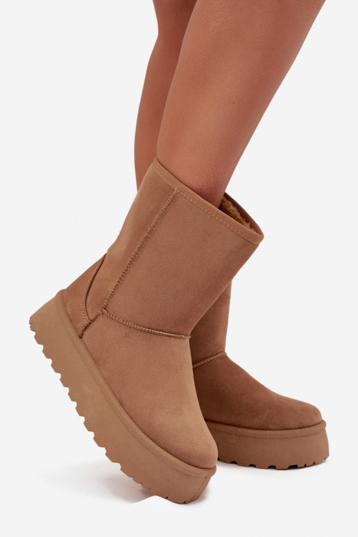 Féminin Bottes de neige avec un manteau de fourrure marron Abrams