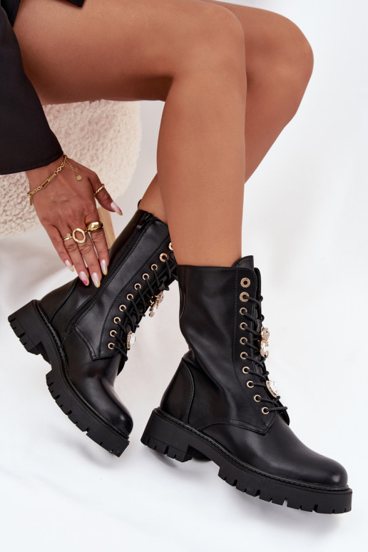 Bottines de travail FémininPrzypinkami réchauffer couleur noire Lomina