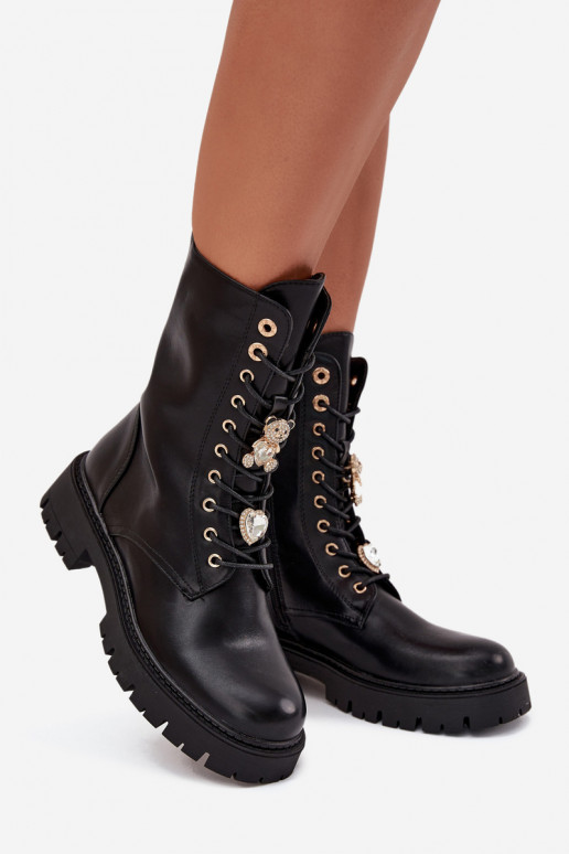 Bottines de travail FémininPrzypinkami réchauffer couleur noire Lomina