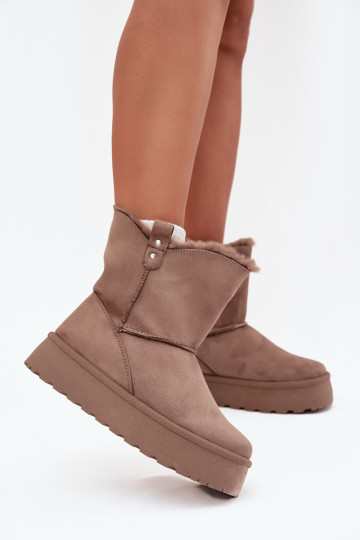 Bottes d'hiver pour femmes avec plateforme et fourrure, couleur sable Evelira