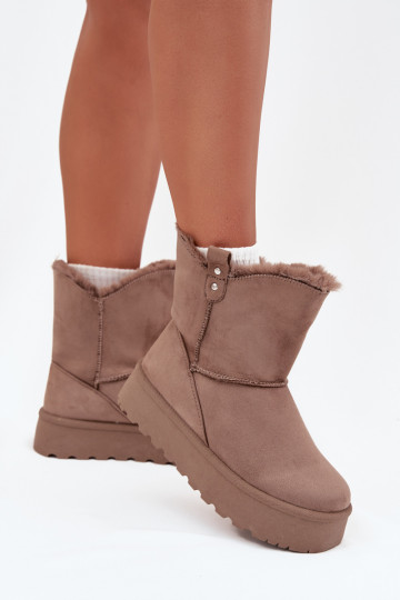 Bottes d'hiver pour femmes avec plateforme et fourrure, couleur sable Evelira 2