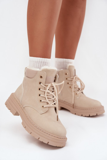 Bottes pour femmes chaudes avec fourrure intérieure à enfiler, couleur ivoire Tharika 2