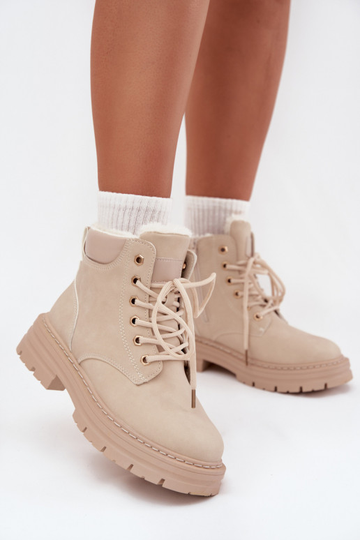 chaussures Féminin réchauffer avec de la fourrure à l intérieur Au Château couleur ivoire Tharika