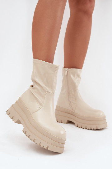 Bottes avec une plateforme Eko Peau beige Kylira