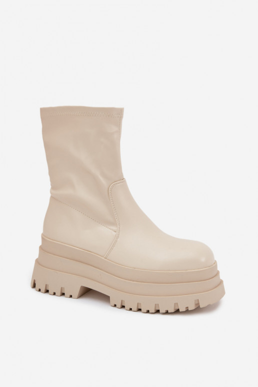 Bottes avec une plateforme Eko Peau beige Kylira