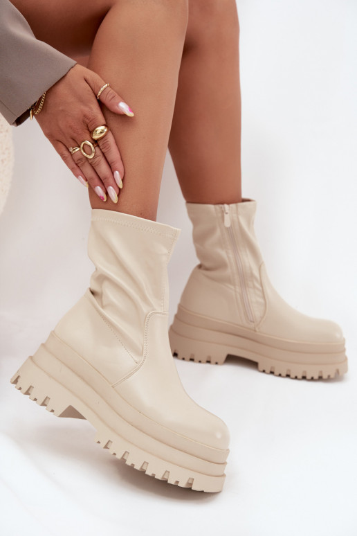 Bottes avec une plateforme Eko Peau beige Kylira