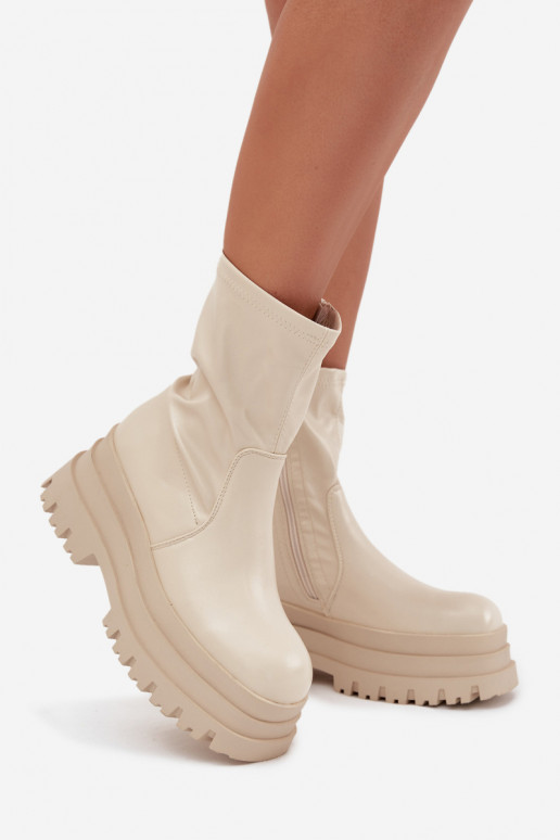 Bottes avec une plateforme Eko Peau beige Kylira