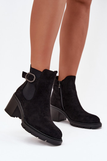 Bottines doublées pour femmes décorées de boucles couleur noire Melara 2