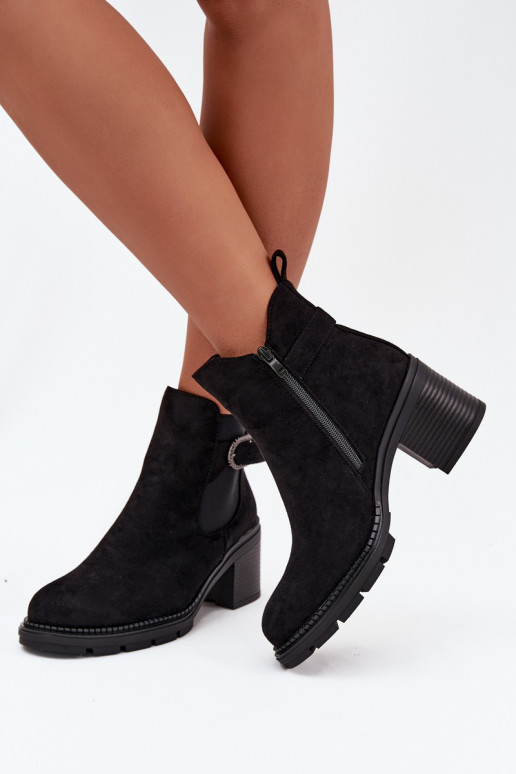 réchauffer Bottes pour femmes décorer avec boucles couleur noire Melara
