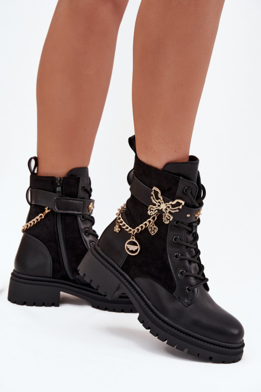 Bottines de travail Féminin réchauffer Ze couleur doréem Avec chaîne I ZaÀieszkami couleur noire Ravine Bottines de travail Féminin réchauffer Ze couleur doréem Avec chaîne I ZaÀieszkami couleur noire Ravine