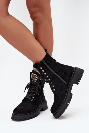 Bottes de travail à cheville ornées, doublées en suédine noire Miryssa 2