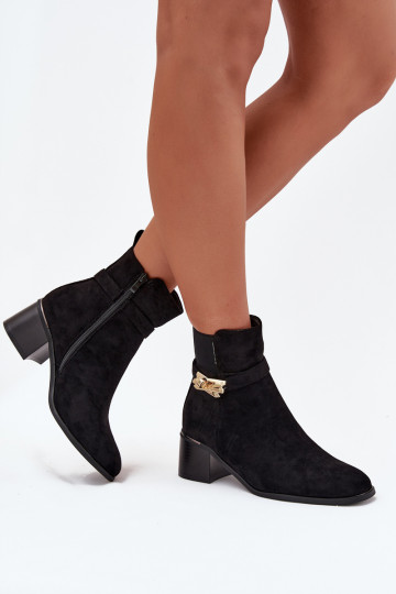 Bottines doublées pour femmes avec détails dorés couleur noire Sarona 2