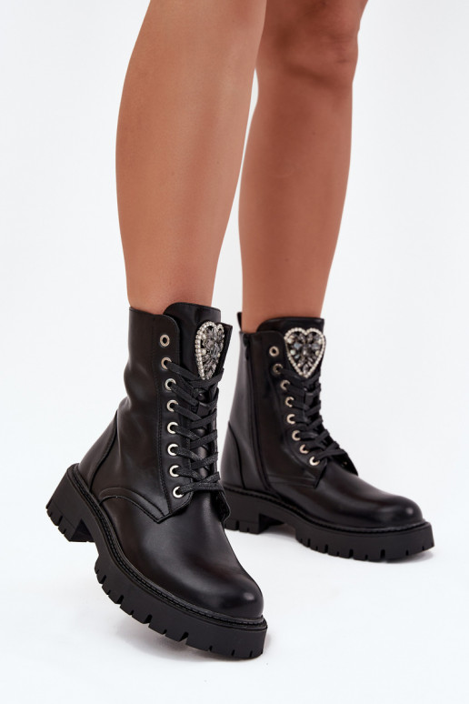 Bottines de travail Avec des bijoux réchauffer Eko Peau couleur noire Miryssa Bottines de travail Avec des bijoux réchauffer Eko Peau couleur noire Miryssa