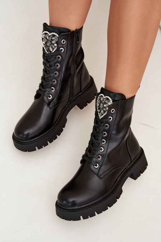Bottines de travail Avec des bijoux réchauffer Eko Peau couleur noire Miryssa Bottines de travail Avec des bijoux réchauffer Eko Peau couleur noire Miryssa