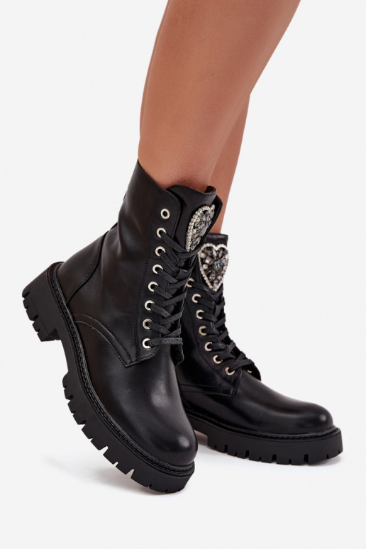 Bottines de travail Avec des bijoux réchauffer Eko Peau couleur noire Miryssa Bottines de travail Avec des bijoux réchauffer Eko Peau couleur noire Miryssa