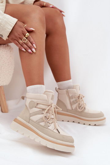 Bottes pour femmes avec une plateforme couleur ivoire Liorae