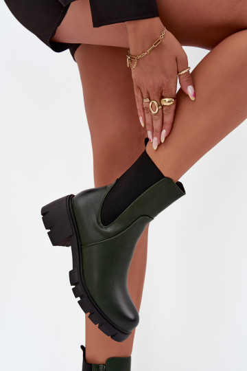 Bottines pour femmes en simili cuir couleur chaki Kyra 2