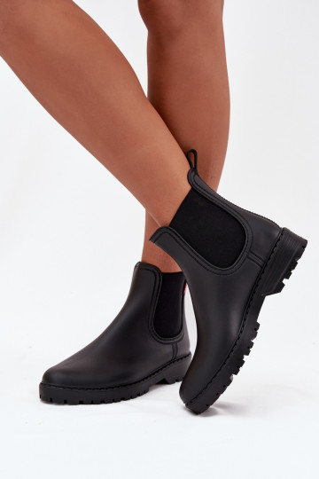 Faible Bottes en caoutchouc Féminin mat couleur noire Birella