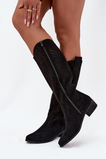 avec des éléments ajourés bottes pour femmes Klocke Contre la route couleur noire Fioris