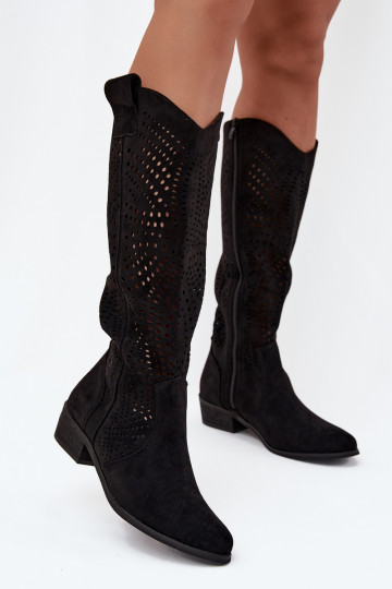 avec des éléments ajourés bottes pour femmes Klocke Contre la route couleur noire Fioris 2