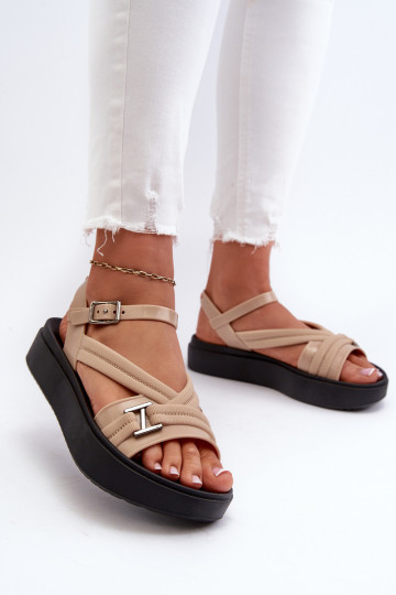 Parfumé Sandales pour femmes avec une plateforme ZAXY LL285063 beige