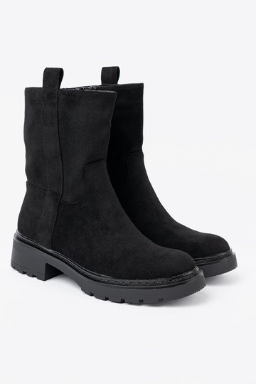 Élégant chaussures à la cheville z grubą, czarną podeszÀą