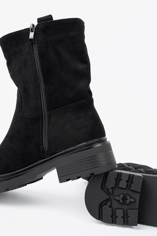 Élégant chaussures à la cheville z grubą, czarną podeszÀą