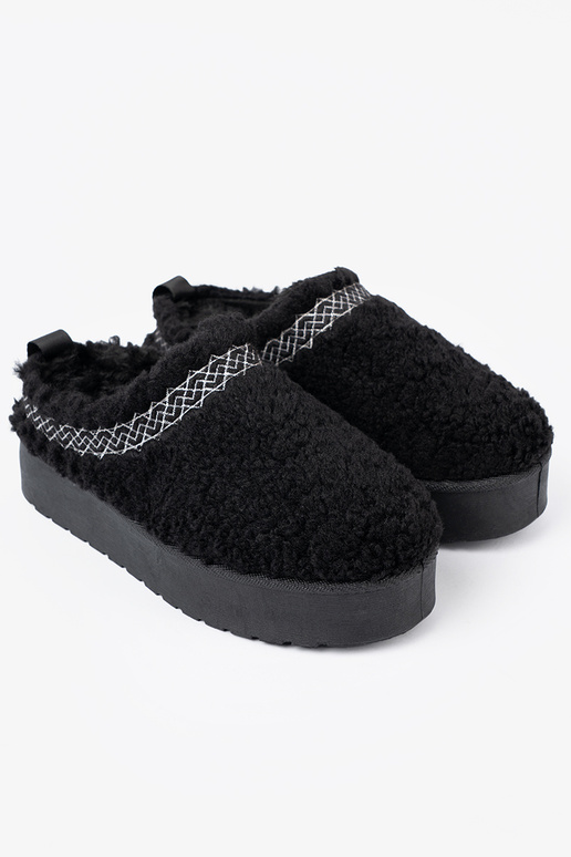 chaussures a'la Bottes de neige À couleur noirem kolorze z ozdobnym haftem