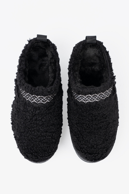 chaussures a'la Bottes de neige À couleur noirem kolorze z ozdobnym haftem