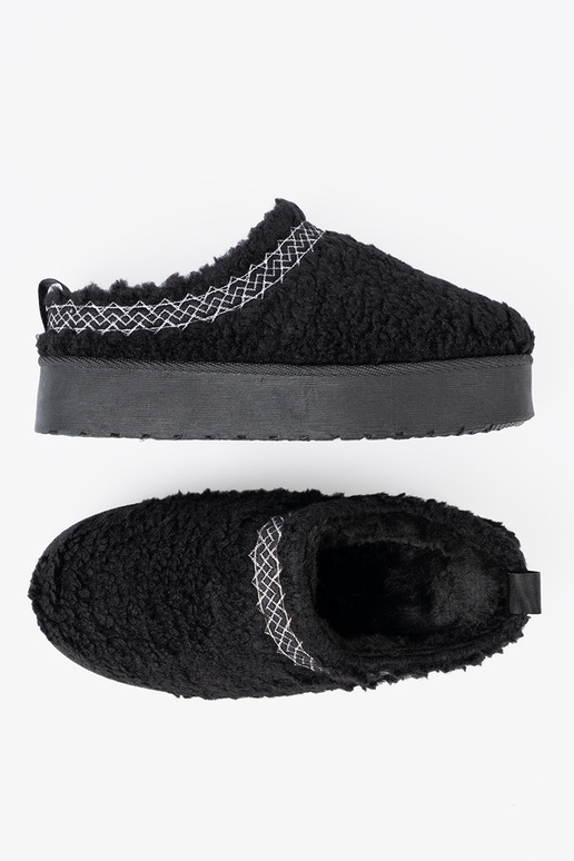 chaussures a'la Bottes de neige À couleur noirem kolorze z ozdobnym haftem