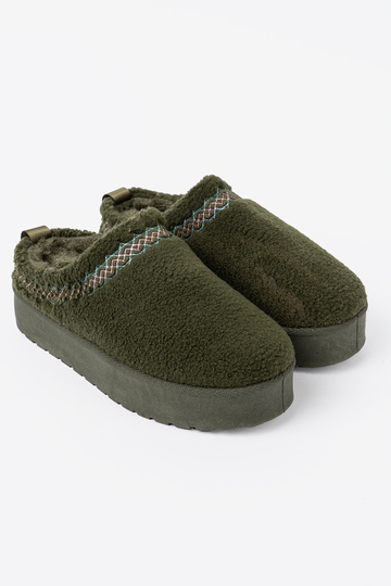 couleur kaki, miękkie chaussures a'la Bottes de neige bez pięty