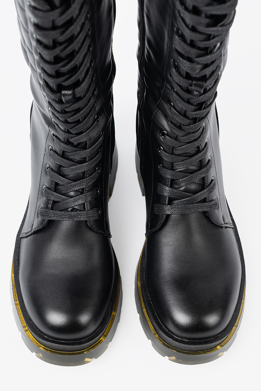 Modèle classique couleur noire bottes longues z lacetsm i suÀakiem