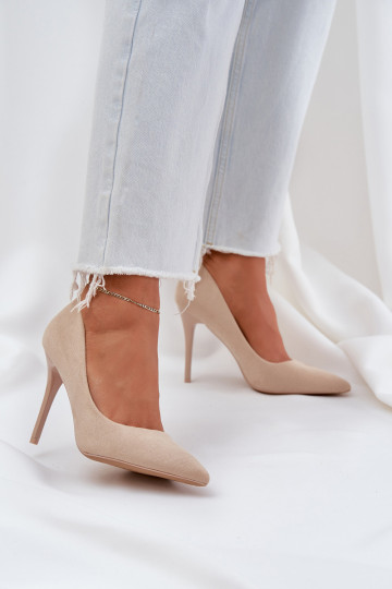 Modèle classique chaussures à talons hauts Z en daim écologiqueu couleur ivoire Activévinda 2