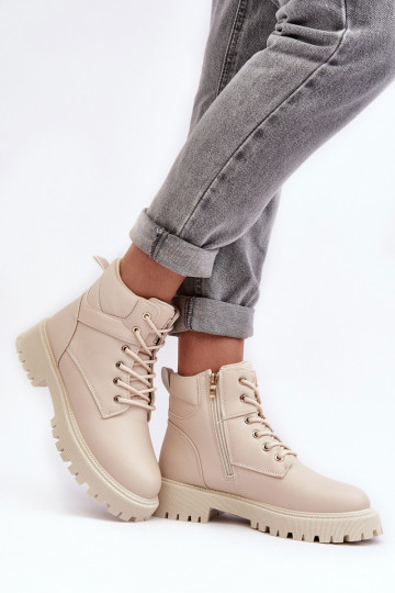 Féminin chaussures avec fermetures éclair réchauffer beige Gremiva 2