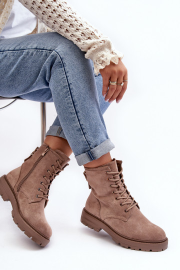 Féminin Bottines de travail avec fermetures éclair beige Ninsuni 2