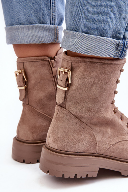 Féminin Bottines de travail avec fermetures éclair beige Ninsuni