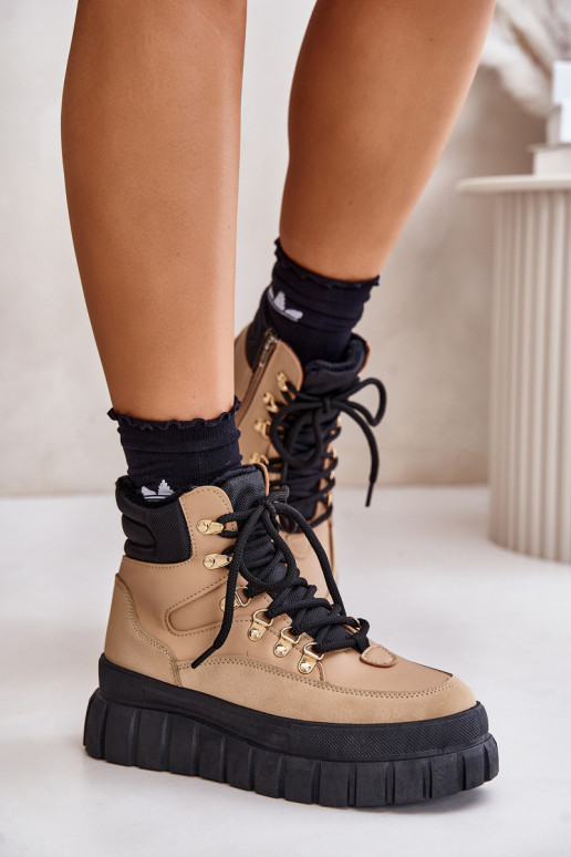 Féminin réchauffer Bottes chaussures avec une plateforme marron Jelenia Féminin réchauffer Bottes chaussures avec une plateforme marron Jelenia